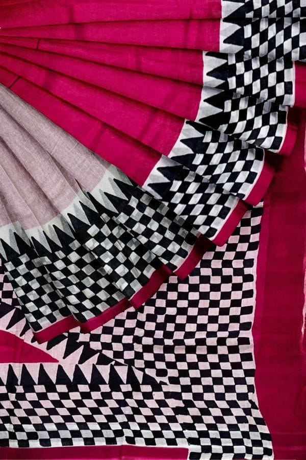 Pink Cotton Mulmul Saree with Blouse Piece view 2