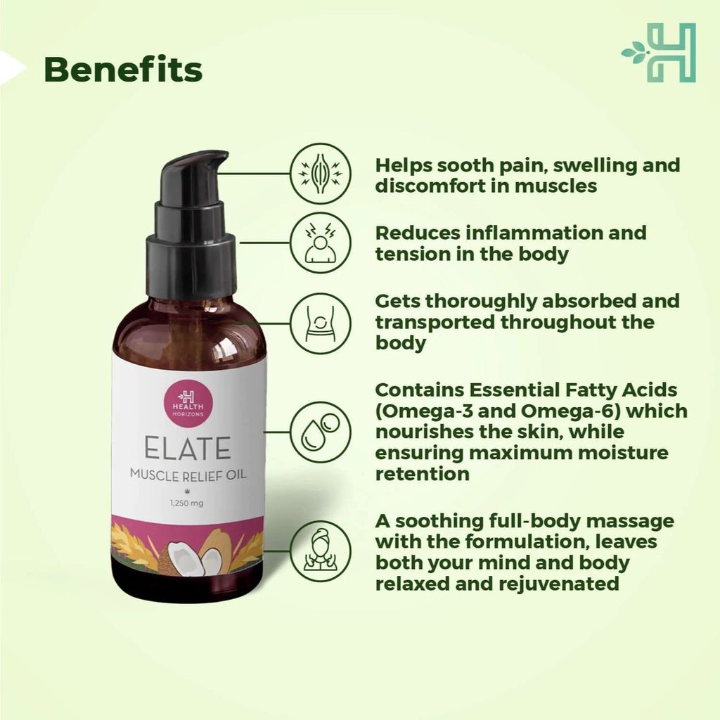 Health Horizon hemp oil for Joint pain relief, Muscle inflammation, Knee, Shoulder, and period pain relief | Elate with cannabis leaf extract, hemp seed oil, and coconut oil (1.250 mg) view 2