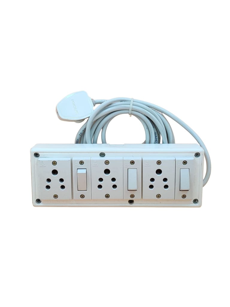 INDRICO Junction Box with Individual Switch 3+3 (Max. rating 1200W) PVC White Pack of 1 view 2