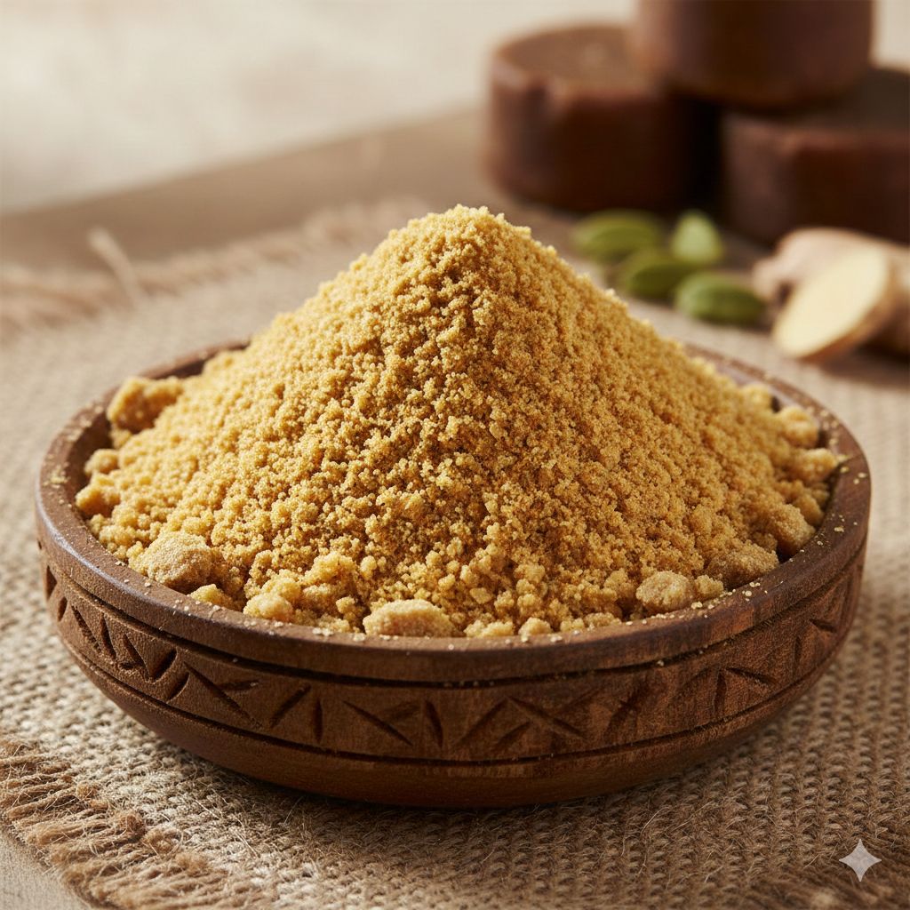 Organic JaggeryMasala Flavor Jaggery Tea PowderPure Ghee JaggeryBasundi Flavor Jaggery Tea PowderJaggery CubesJinger Jaggery CubesOrganic Jaggery Powder view 2