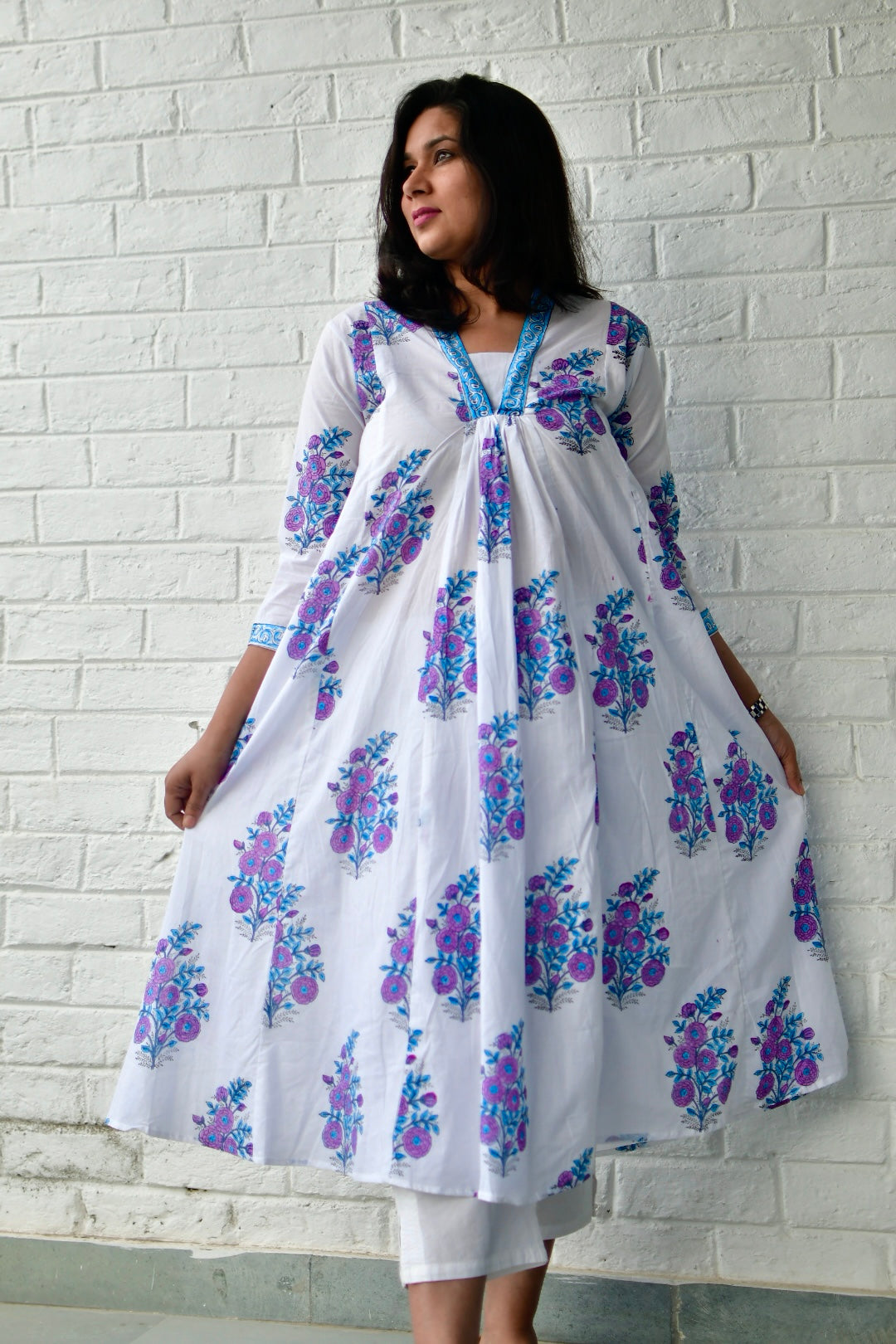 Purple Buta Mughal Kurta Dress : Cotton Delight view 2