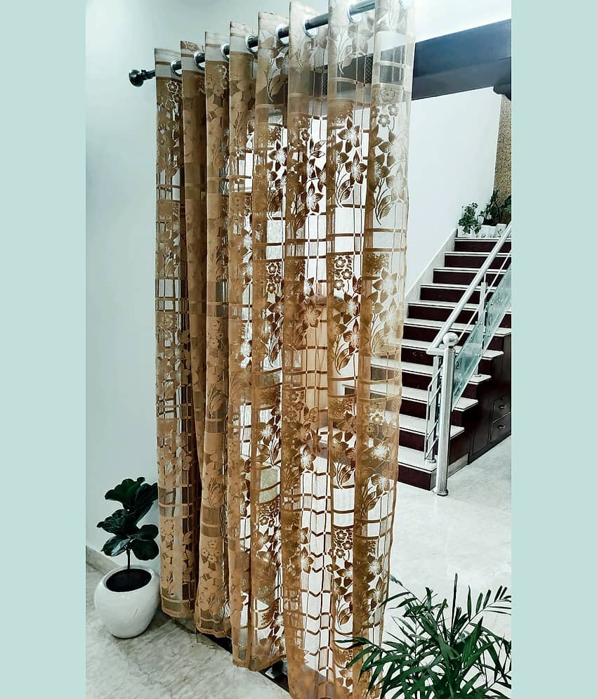 Homefab India Floral Transparent Eyelet Window Curtain 5ft (Pack of 2) - White view 2