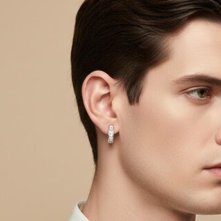 Mens Earring (Diamond Huggie Style) view 2