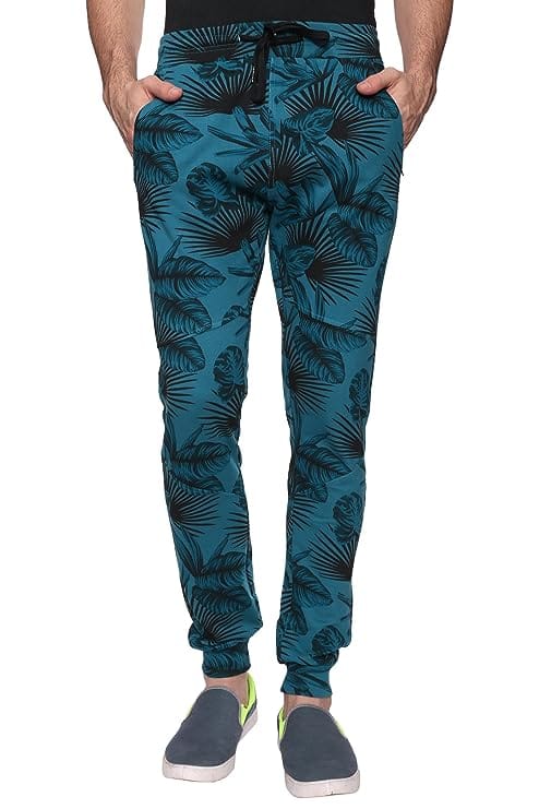 FILMAX® Originals 100% Cotton in Loop Knit Hosiery Men's Ribbed Joggers Turquoise BlueTrack Pant view 2