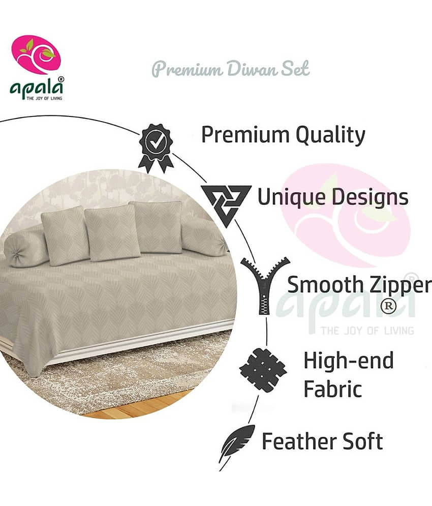 Apala Microfibre Solid Diwan Set 6 Pcs - Beige view 2