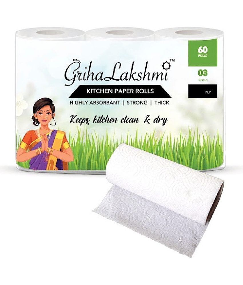 GrihaLakshmi - Paper Disposable Kitchen Rolls ( Pack of 3 )