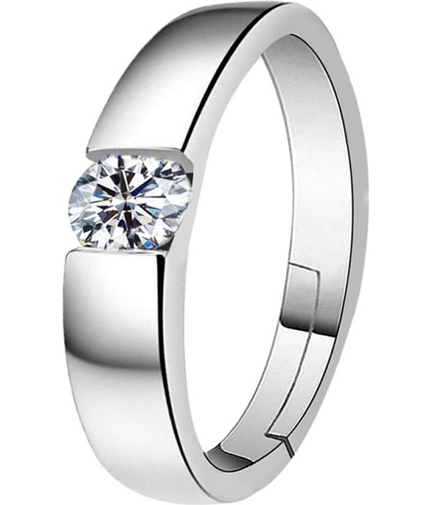 SILVERSHINE Silverplated Elegant LOVE Solitaire His and Her Adjustable proposal Diamond couple ring For Men And Women Jewellery view 2