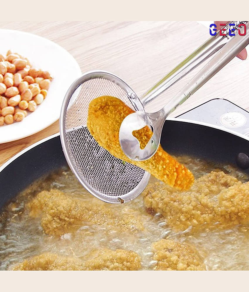 GEEO - Silver Steel Deep Frying Basket ( Pack of 1 ) view 2