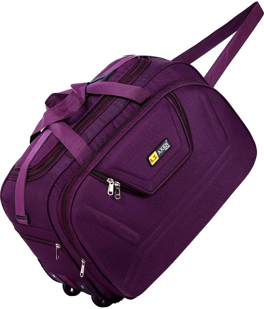 AXEN BAGS 50 Ltrs PURPLE Polyester Duffle Trolley view 2
