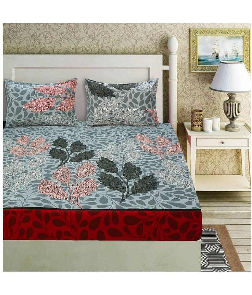 Home Candy Cotton King Bedsheet ( Grey ) view 2