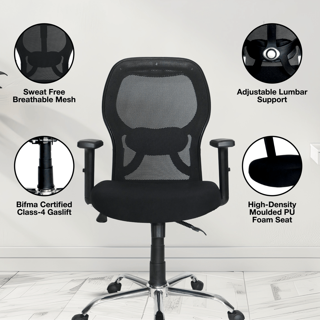 OOLIVE VISTA OC333 Executive Ergonomic Mid Back Office Chair, Tailored for Superior Comfort view 2