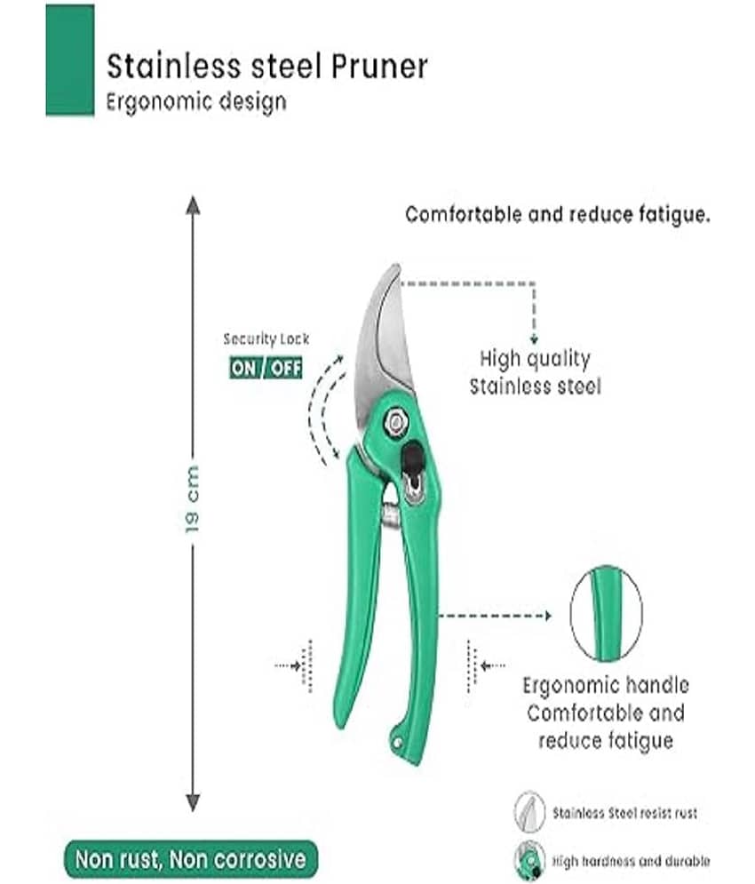 Gardening Tool size 7 inch.Set Stainless Steel Garden Pruner/Scissors, Pruning Seeds, Flower Cutter and Grass Cutter, view 2