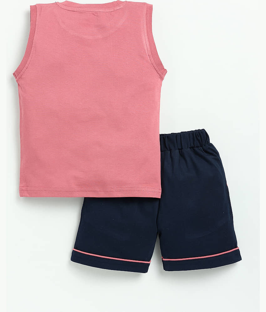 CUTOPIES Pack of 1 Boys Cotton T-Shirt & Shorts Set ( Rose Gold ) view 2