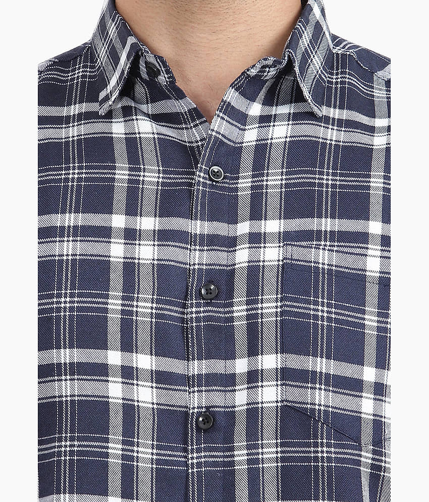 TrendiVastra Cotton Blend Slim Fit Checks Full Sleeves Men's Casual Shirt - White ( Pack of 1 ) view 2