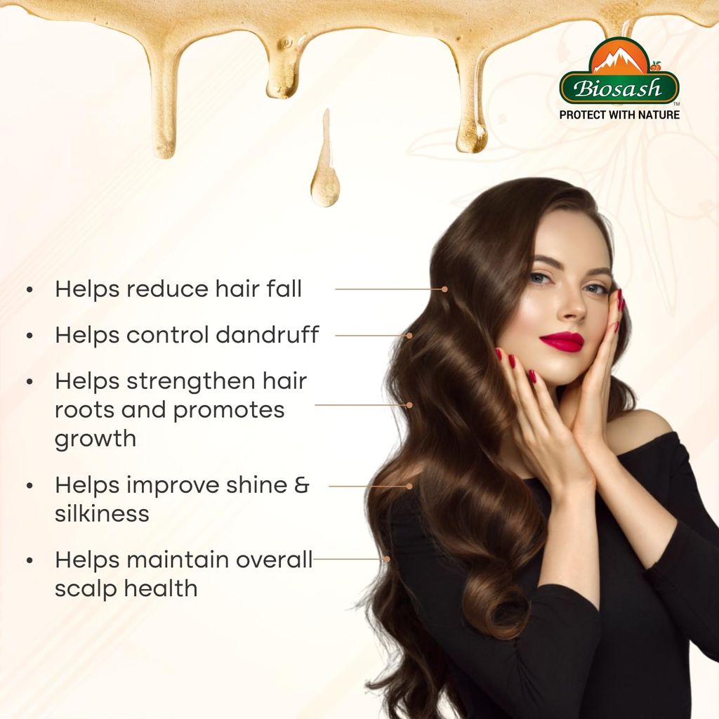 Biosash Sea Buckthorn Hair Oil 100ml | Ayurvedic Hair Care with Sea Buckthorn Berry, Almond & Castor Oil | Rich in Omega 3 6 7 9 & Vitamin E | Hair Fall Control & Hair Growth view 2