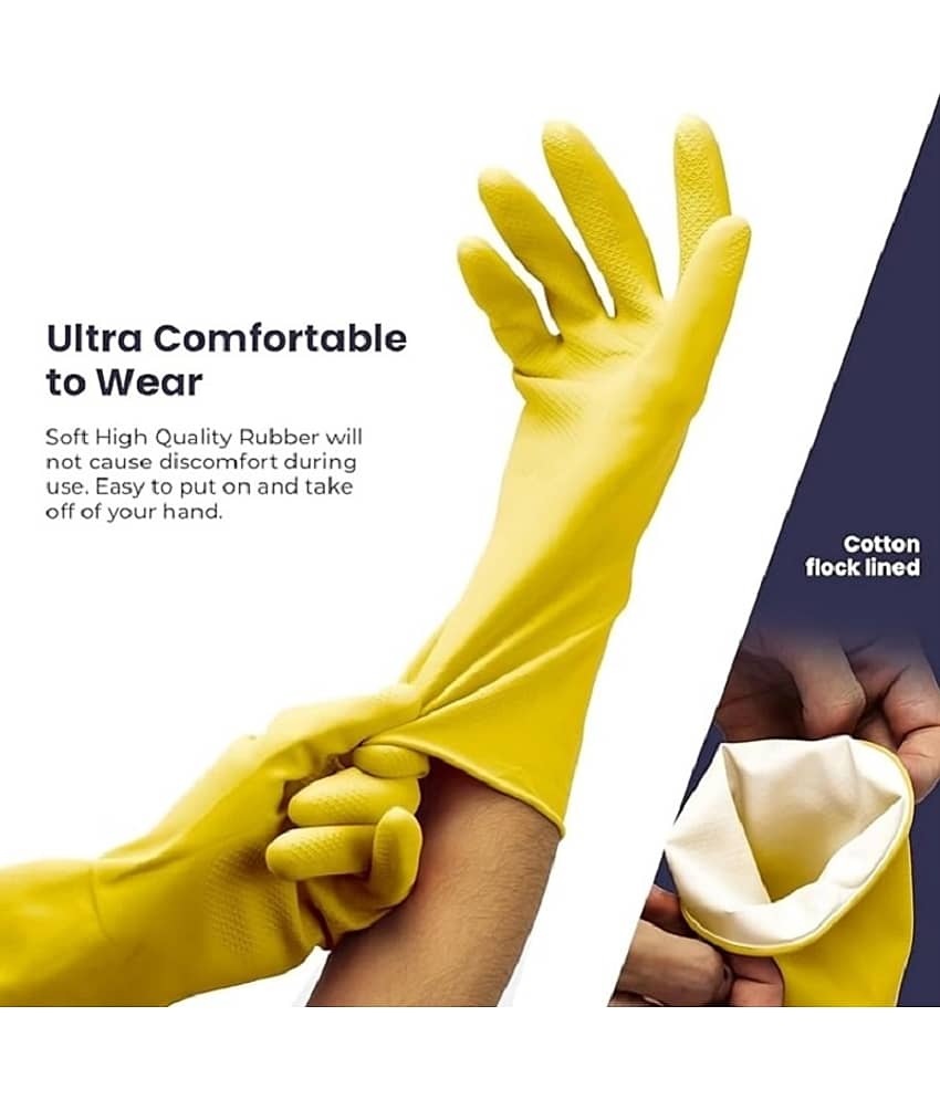 Reusable Washable Waterproof rubber Cleaning Gloves- (2 pair) view 2