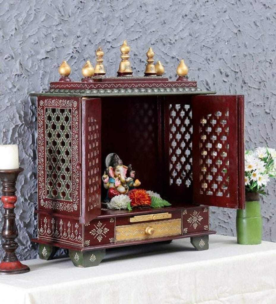 Maa Kripa Art And Craft -Wooden Temple/Home Temple/Pooja Mandir/Pooja Mandap/Temple, 30 Inches, 30 Centimeters view 2