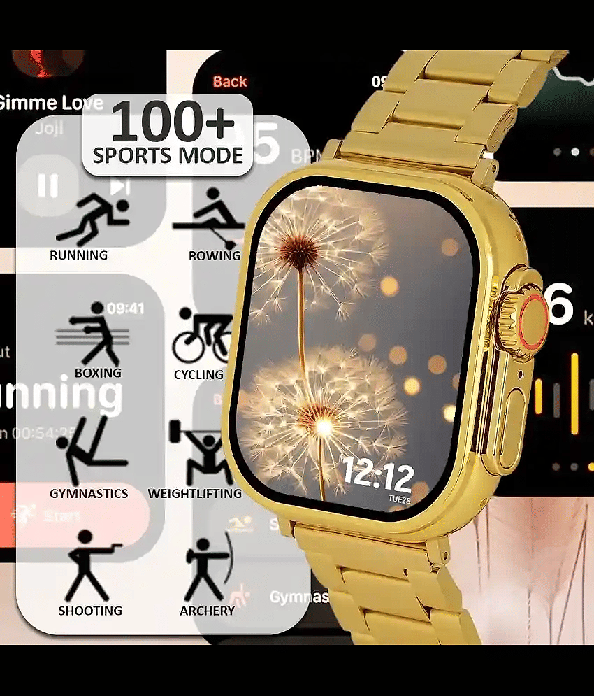 Premium Gold Bluetooth Calling Touchscreen Wireless Charging with Fitness Health Sports Music view 2