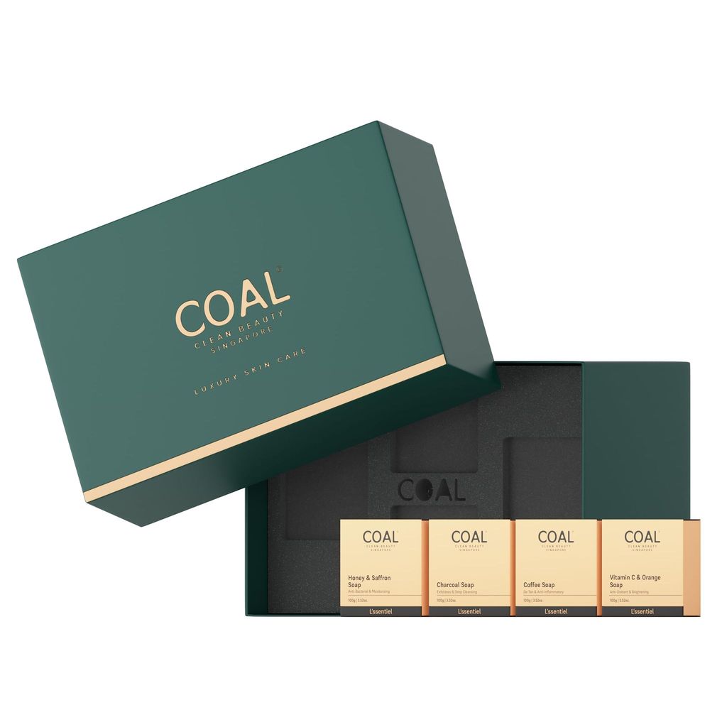 COAL Clean Beauty Soap Combo 4 | Honey & Saffron Soap 100g, Vitamin C & Orange Soap 100g, Coffee Soap 100g & Charcoal Soap 100g | Exfoliates, Hydrates & Brightens | Women | All Skin Types | Pack of 4 view 2