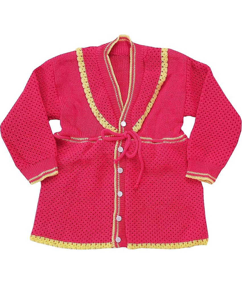 LITTLE PANDA Single Baby Girls Woollen Cardigans ( Red ) view 2