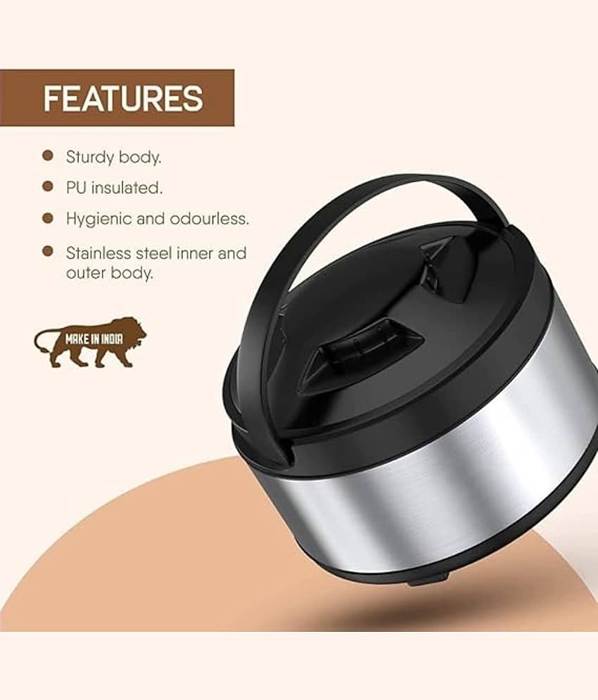 Mumma's Life Black Steel Thermoware Casserole ( Set of 1 , 2000 mL ) view 2