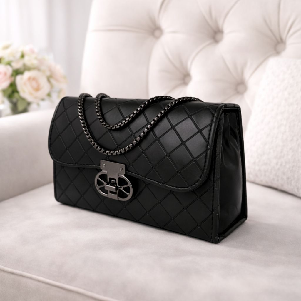 Quilted Design Sling Bag For Women | Chain Strap | Trendy Shoulder Bag