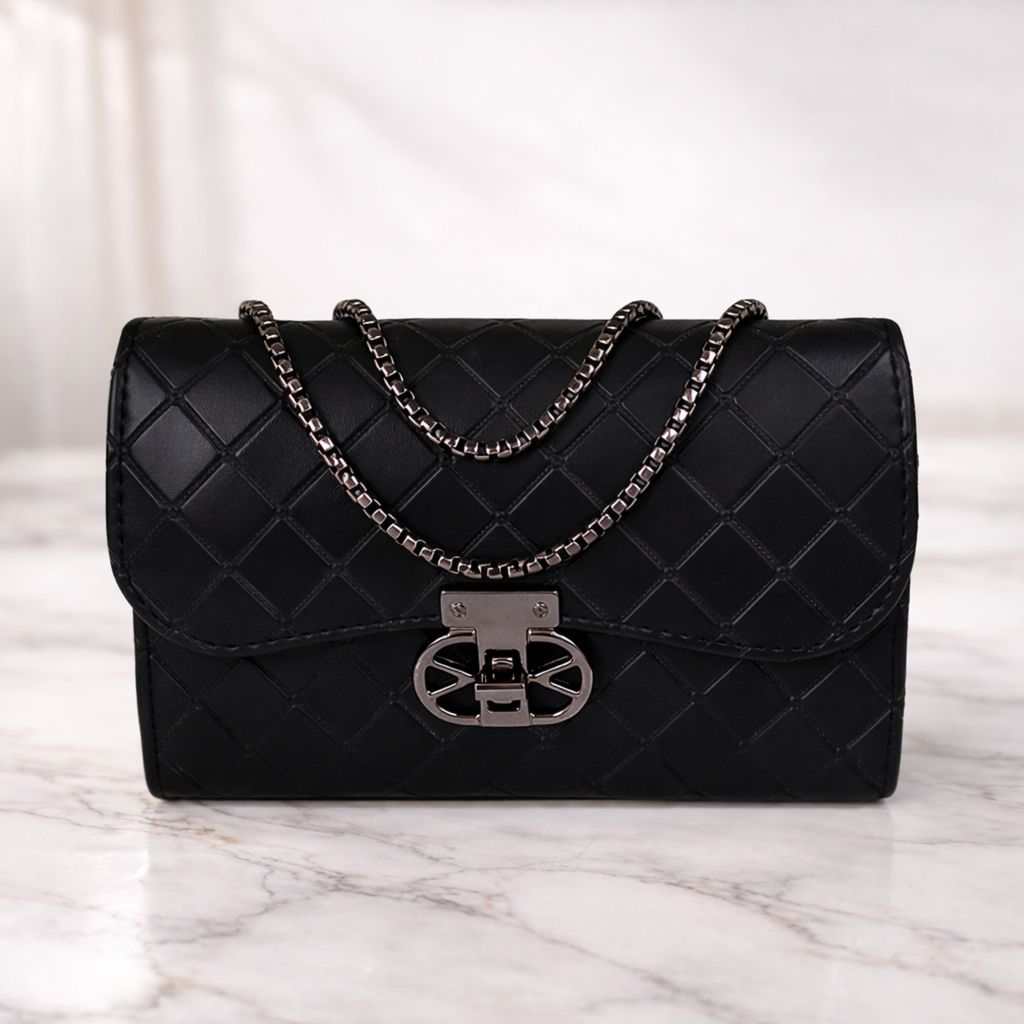 Quilted Design Sling Bag For Women | Chain Strap | Trendy Shoulder Bag view 2