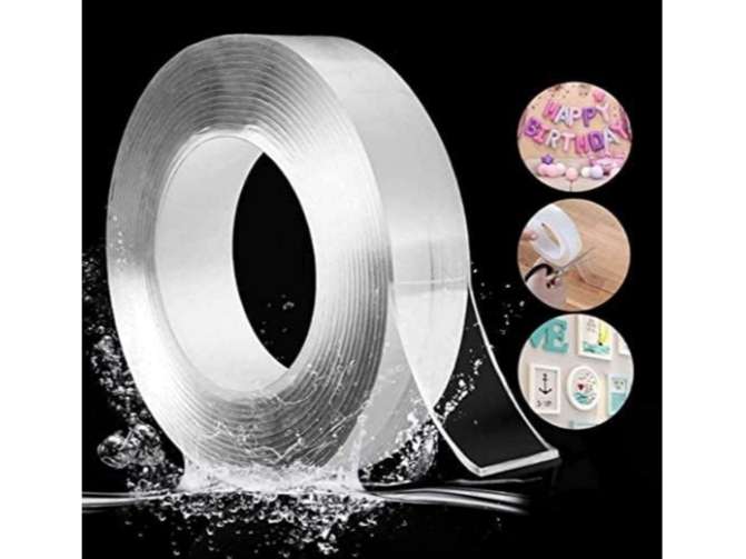 Transparent Adhesive Nano Tape, Removable Traceless Washable Gel Grip Tape, Multifunctional Double Sided Adhesive for Home Kitchen Office view 2