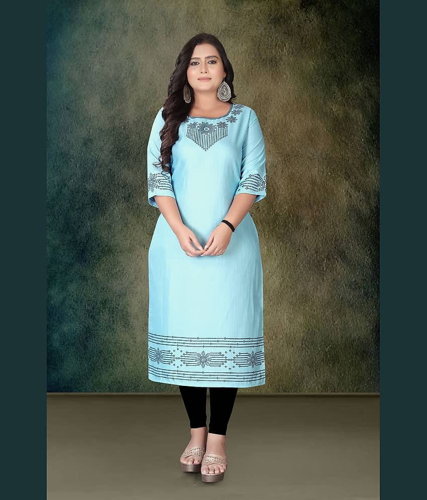 Hetsa Women Rayon Printed A-line Kurti ( Multicolor ) view 2