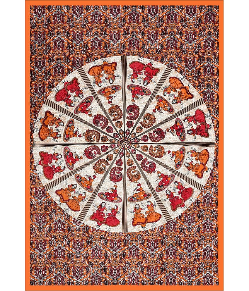 ABHACLOTHO Cotton 1 Single Bedsheet with 1 Pillow Cover ( Orange ) view 2