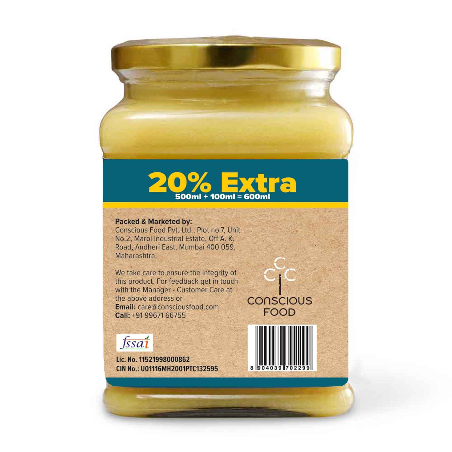 Conscious Food Gir Cow Ghee 500 Ml view 2