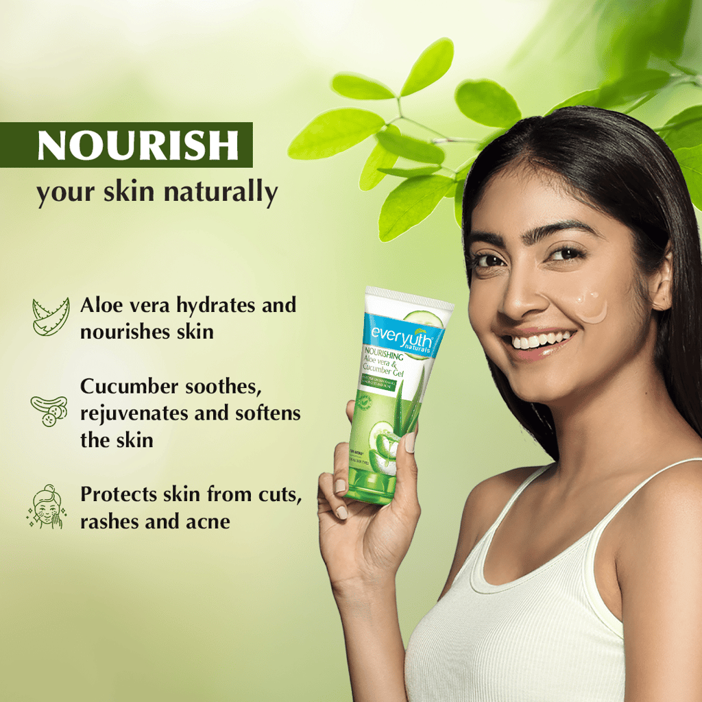 Everyuth Naturals Nourishing Aloe Vera & Cucumber Gel| Protects from Acne, Cuts & Rashes Face Wash (150 g) view 2