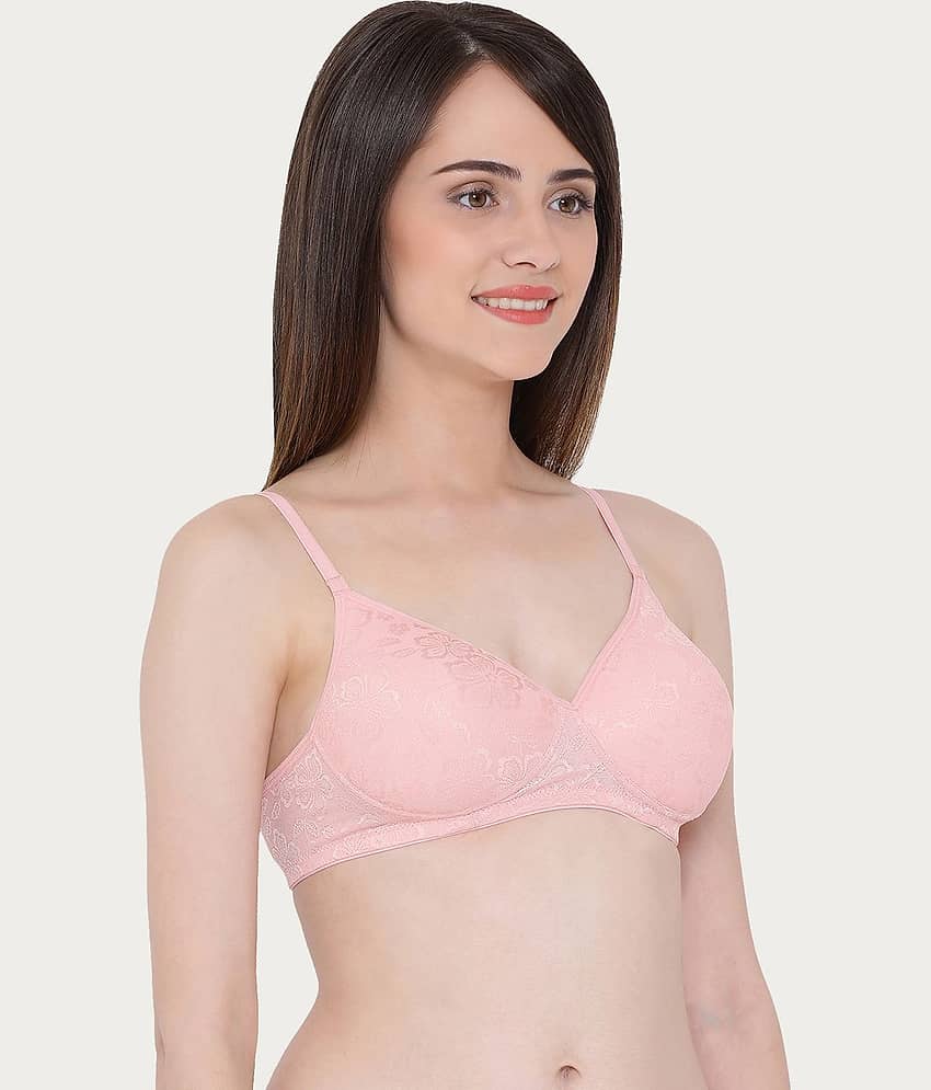 Clovia Lace T-Shirt Bra - Pink view 2