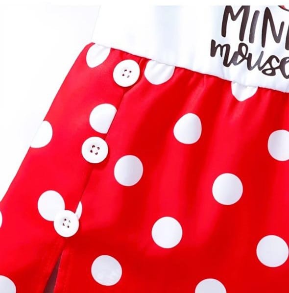 Red and White Polka Dot Minnie Mouse Dress for Girls view 2