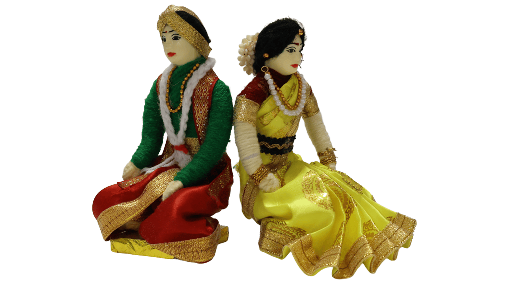 A Handcrafted Indian Wedding Couple Doll Set view 2