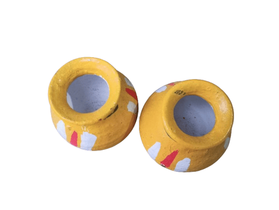 Handmade clay pots with traditional Indian design view 2