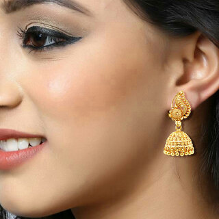 Vivastri Top Trending Alloy Gold Plated Jhumki Earrings for Women & Girls [VIVA2255ERG] view 2