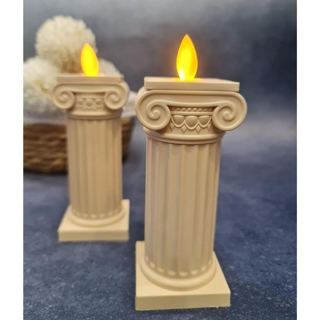 Roman Design Pillar Acrylic LED Light Candle Set of 2 view 2