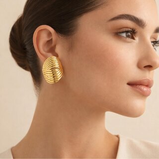 18k Gold Plated Stud Earring (Twisted Shell Stud Earrings) view 2