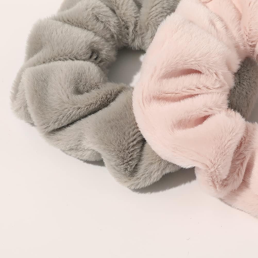 3 Pieces Scrunchies Fuzzy Scrunchy Ponytail Scrunchies view 2