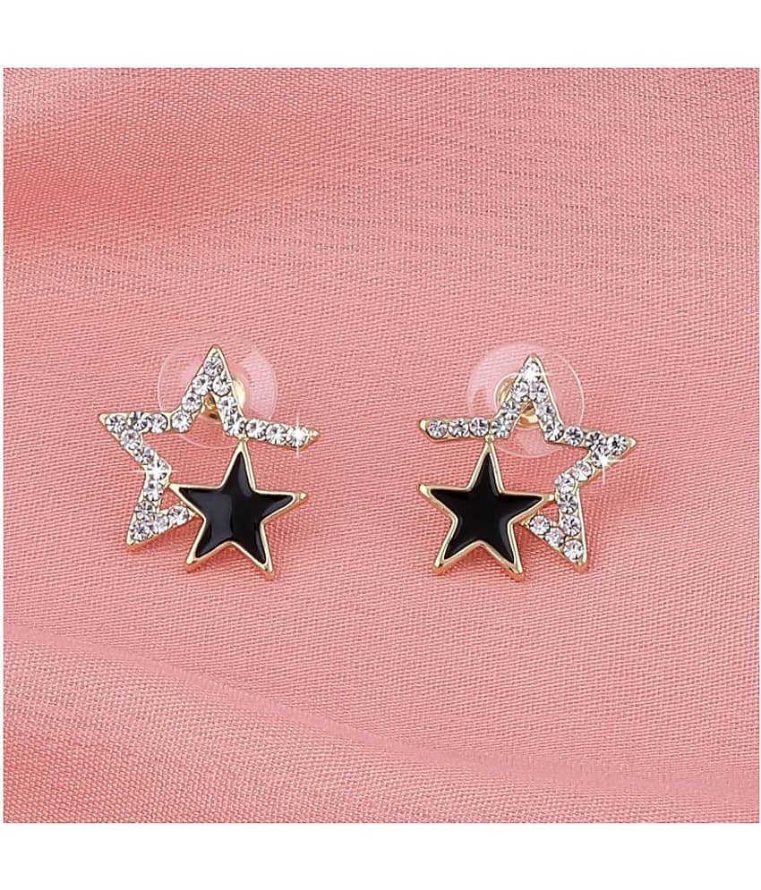 Silver Shine - Golden Stud Earrings ( Pack of 1 ) view 2