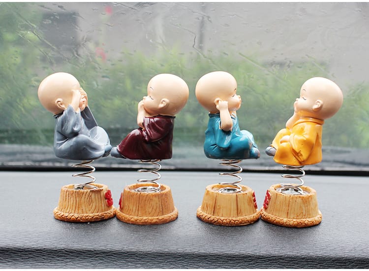 MOHANI Monk Buddha on spring, pack of 4 pieces and Height 8.5 Cm. view 2