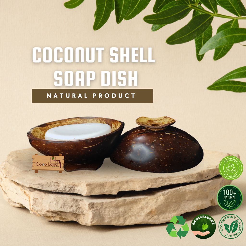 CocoLand Coconut Shell Soap Dish With base / Coconut Oil Polished view 2