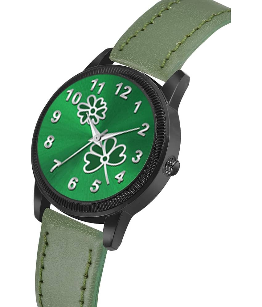 KIARVI GALLERY Green Leather Analog Womens Watch view 2