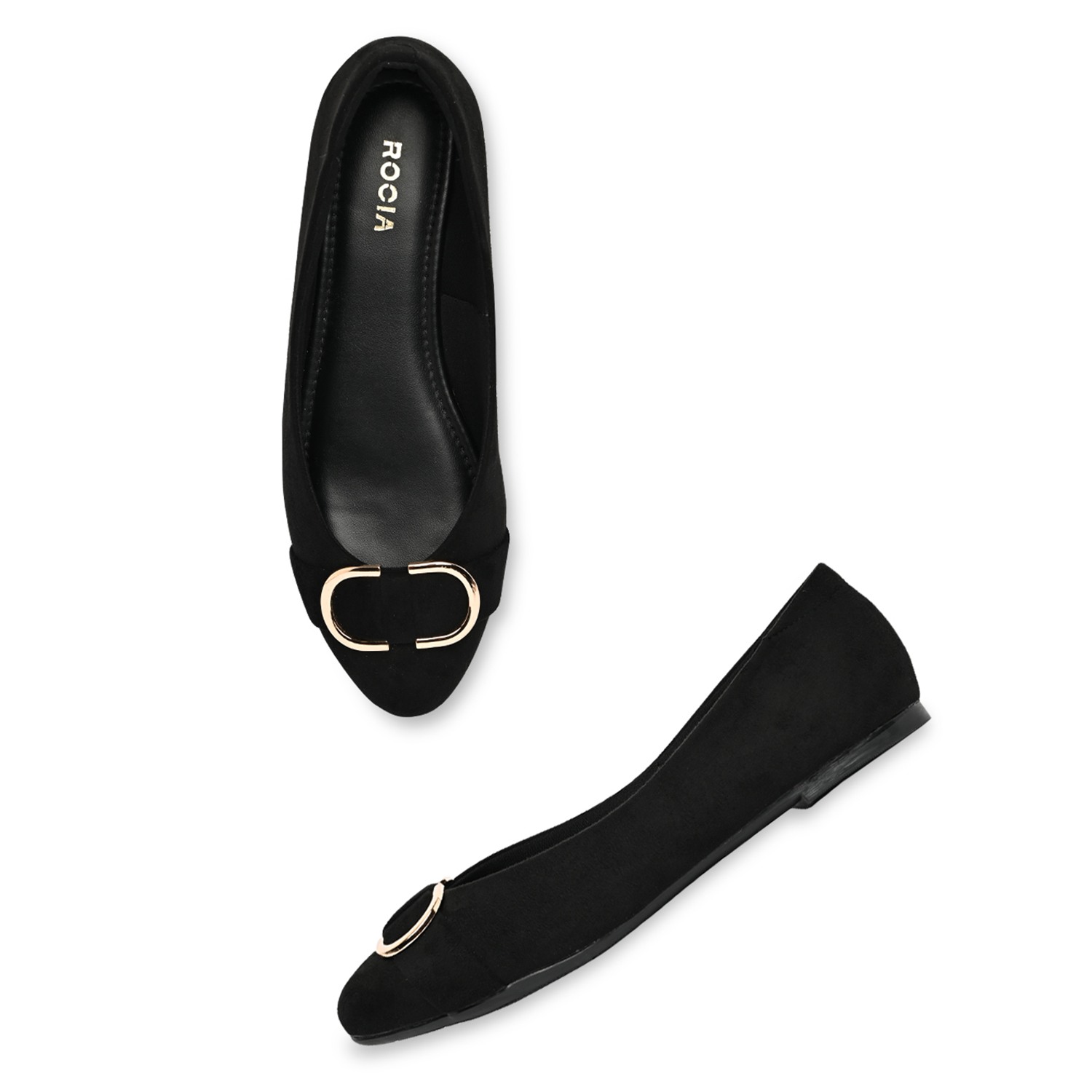 Black Women Suede Ballerinas view 2