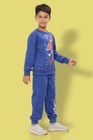Ninos Dreams Boys Space Explorer Print Full Sleeves Cotton Coord Set with Tshirt & Joggers- Blue view 2