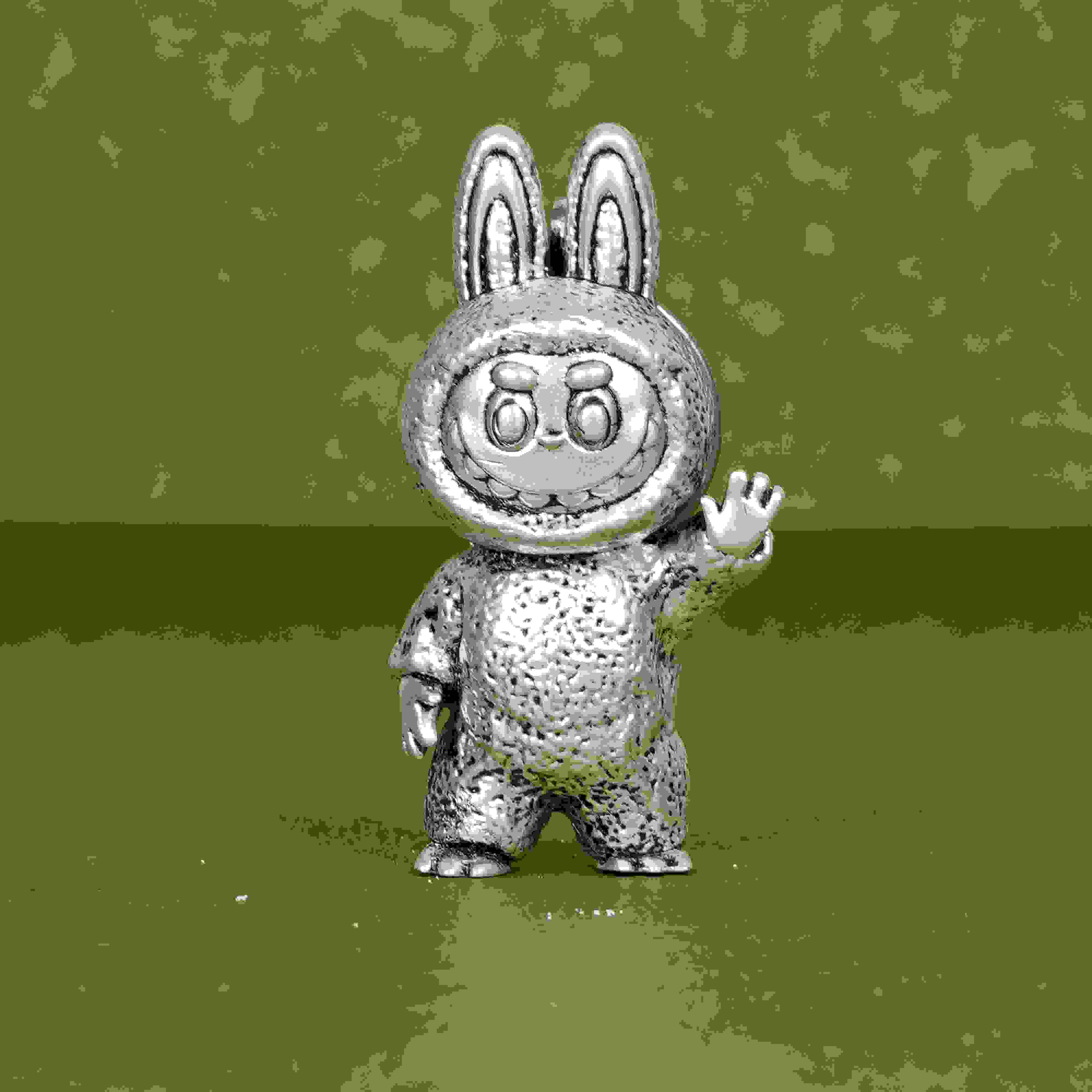 Elegant Labubu Silver-Plated 3D Keychain view 2