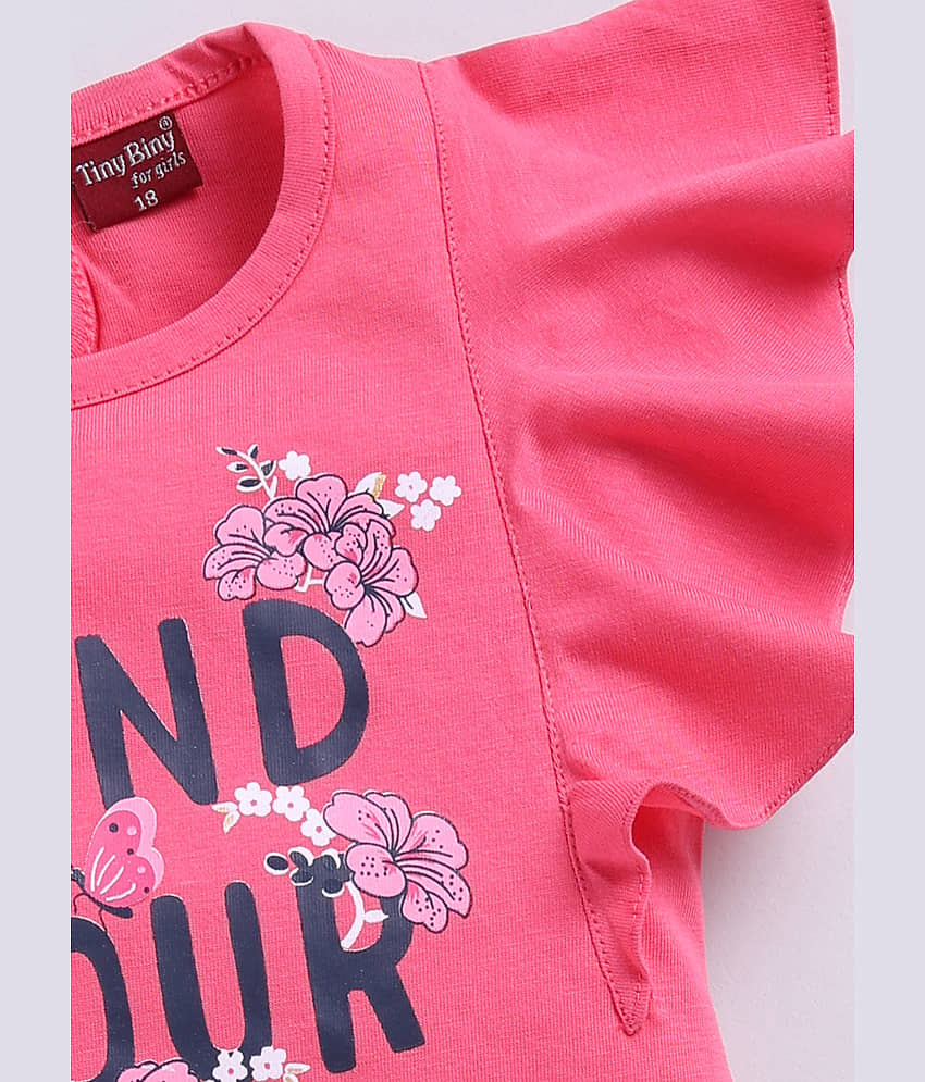 TINY BINY Pack of 1 Girls Cotton Top With Skirt ( Deep Pink ) view 2