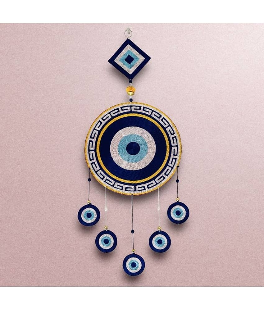 TORNORY Fabric Evil eye Hanging Wall Sculpture Blue - Pack of 1