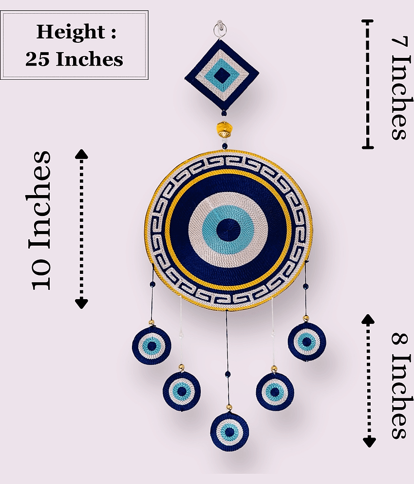 TORNORY Fabric Evil eye Hanging Wall Sculpture Blue - Pack of 1 view 2